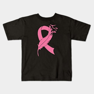 Feather Pink Breast Cancer gift Kids T-Shirt